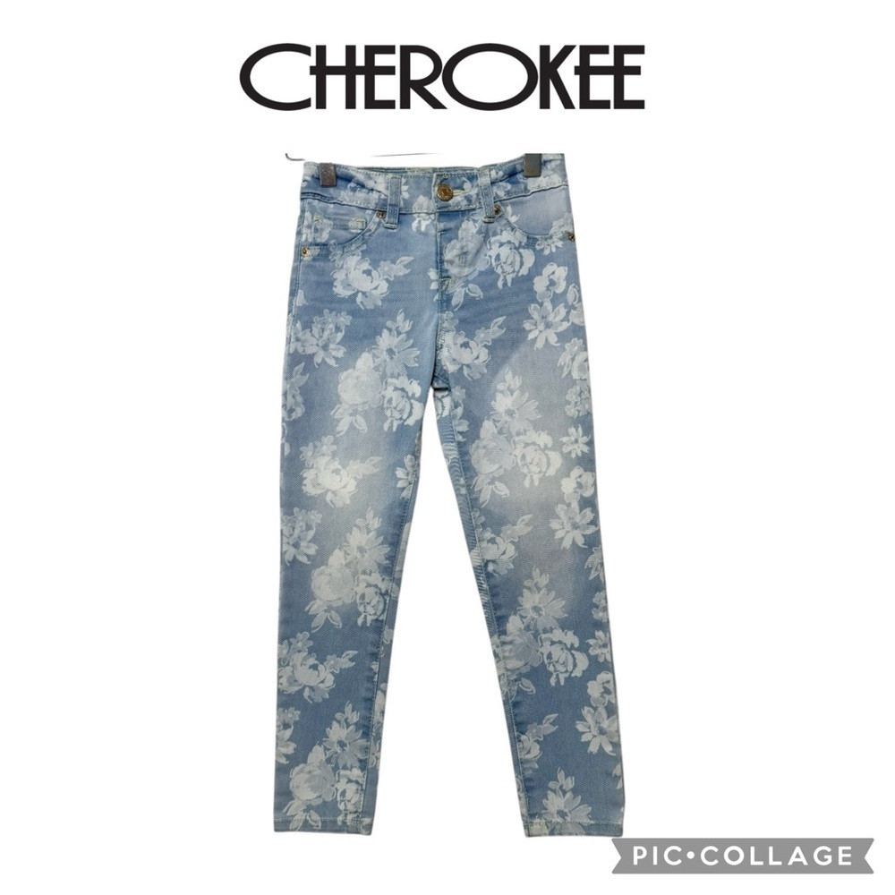Cherokee girls light wash floral skinny Jeggings jeans size 6